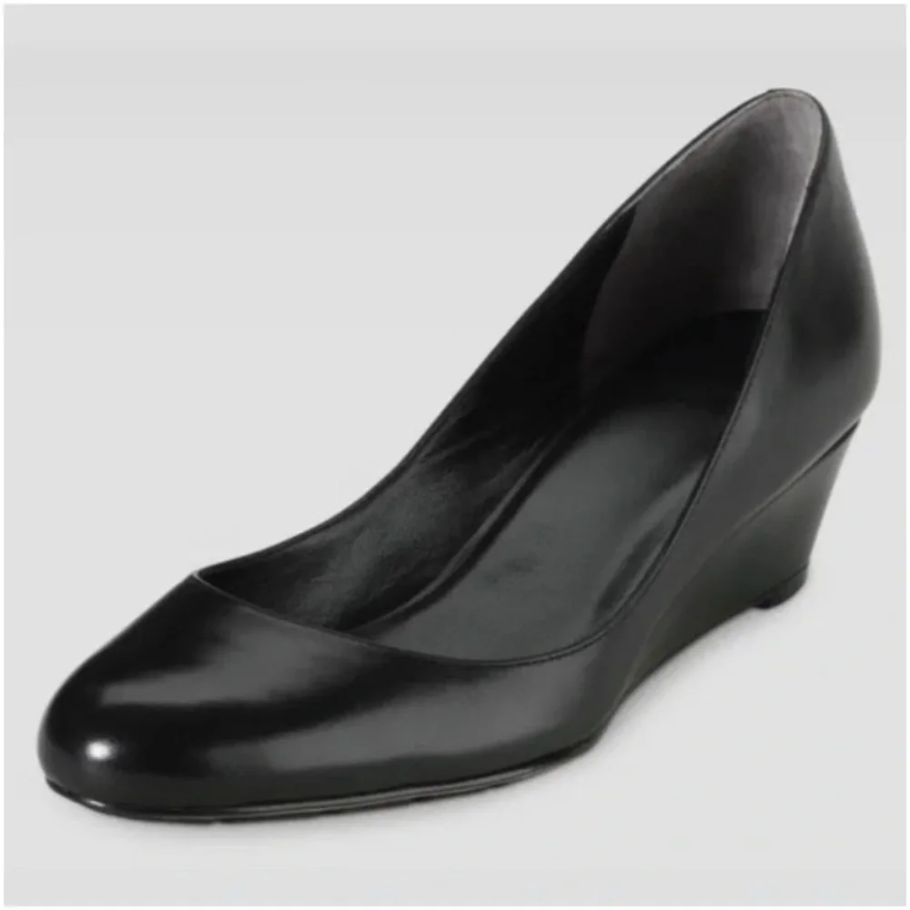 Cole Haan Air Talia low vamp wedge size 6 black 100% genuine leather almond toe